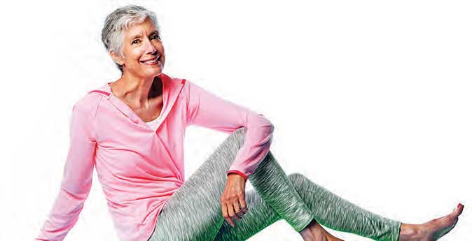 Retired woman stretching