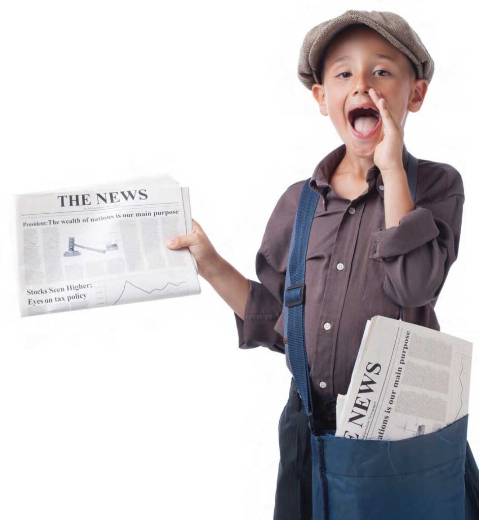 boy selling newspapers