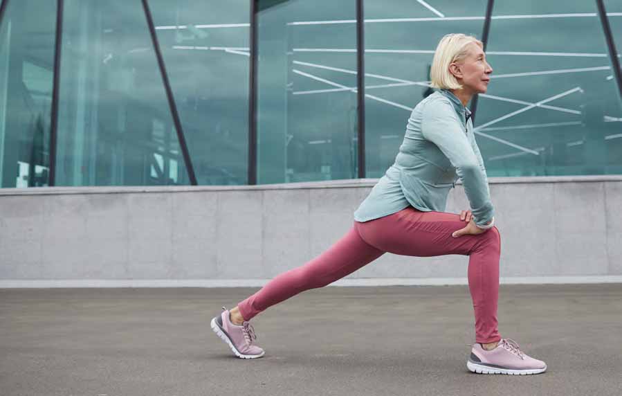 woman stretching outside