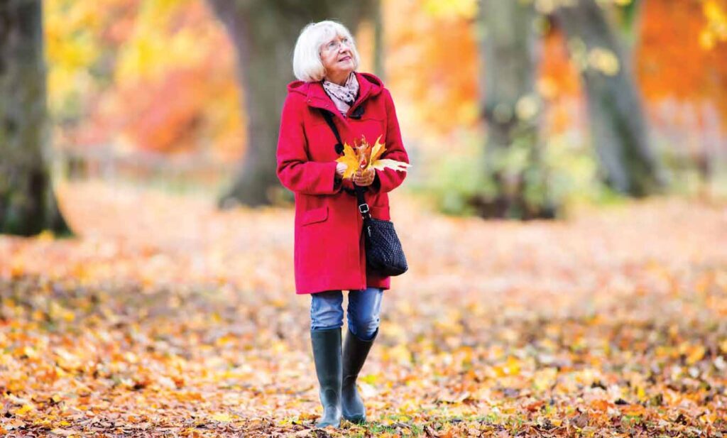 walking in the autumn leaves