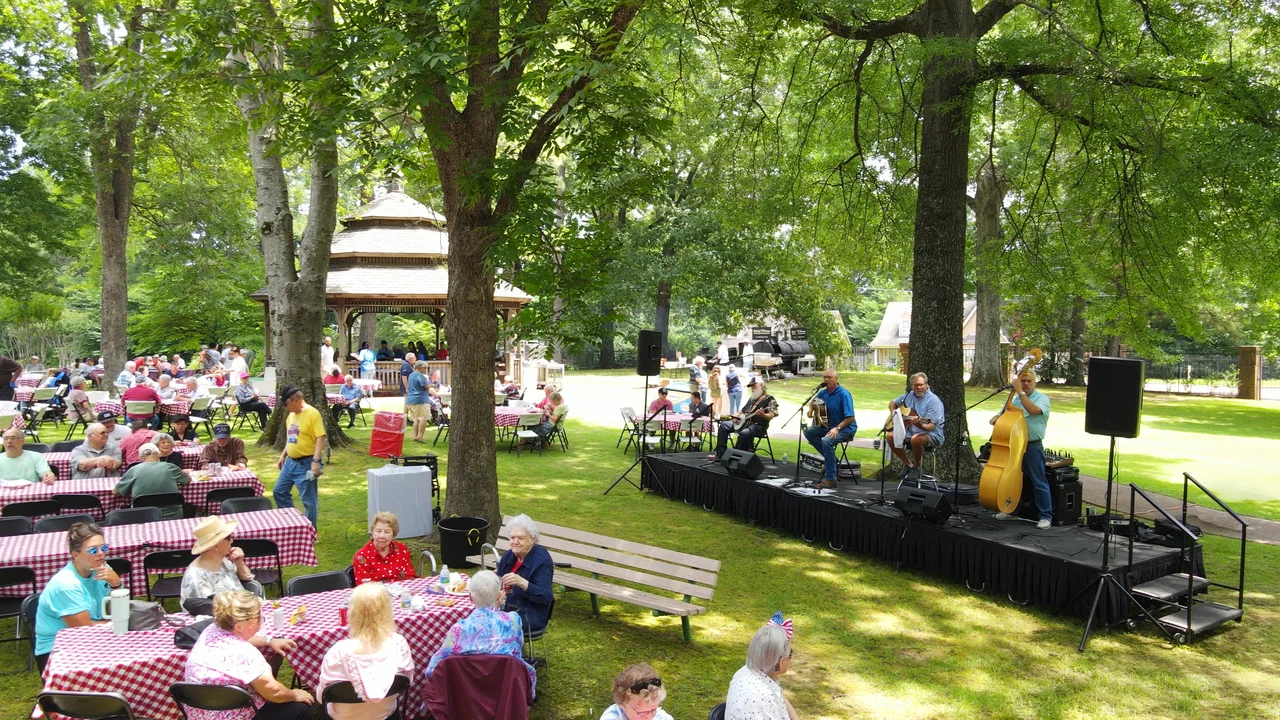 festival outside with a band playing