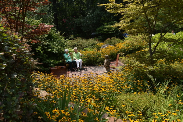 garden with senior couple