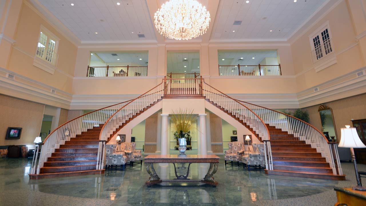 lobby photo with chandelier